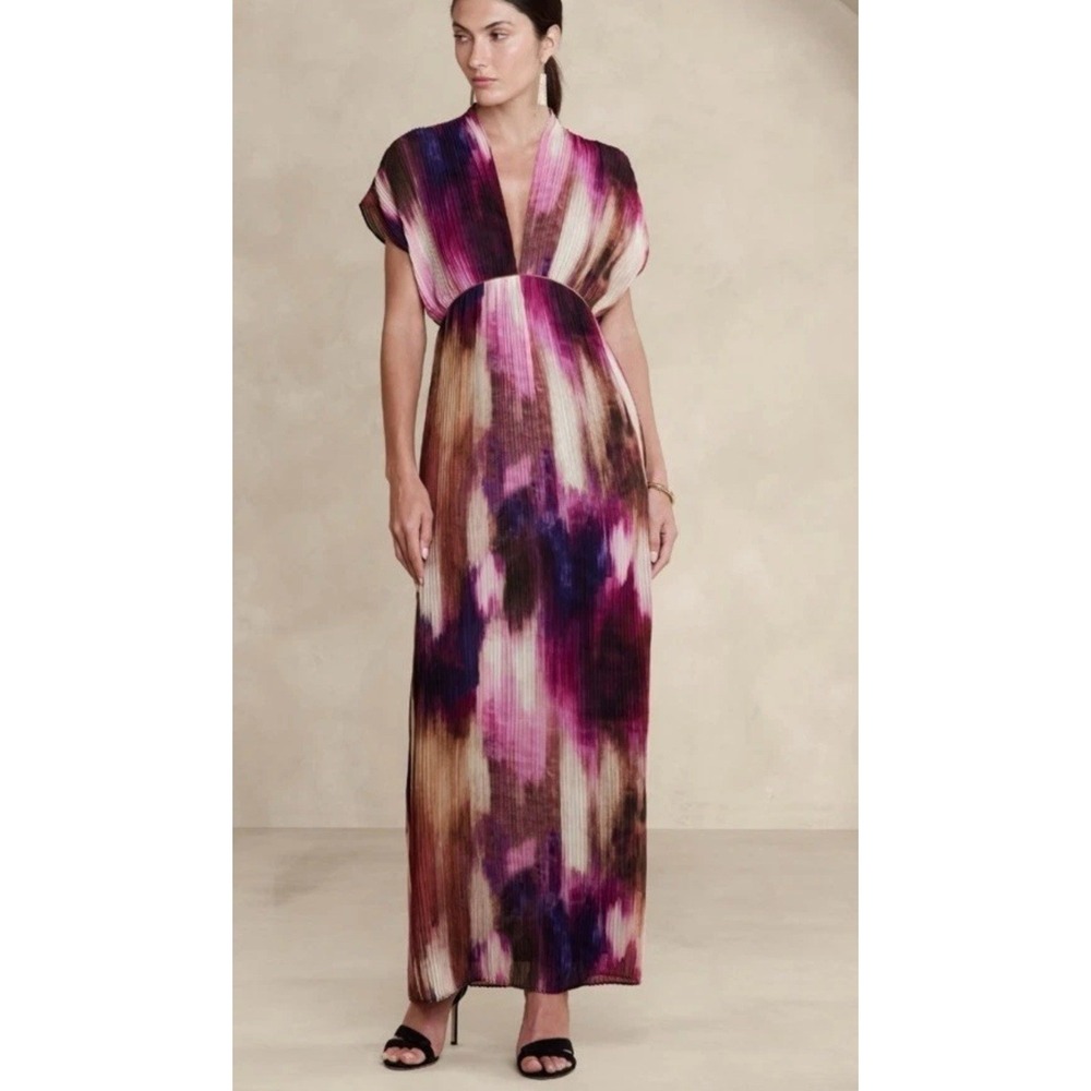 Banana Republic Purple Pink Brown Print Maxi Dress